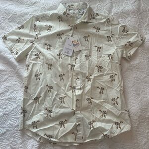 Denim & Flower Ricky Singh Cream Dog Pattern Shirt With Rainbows